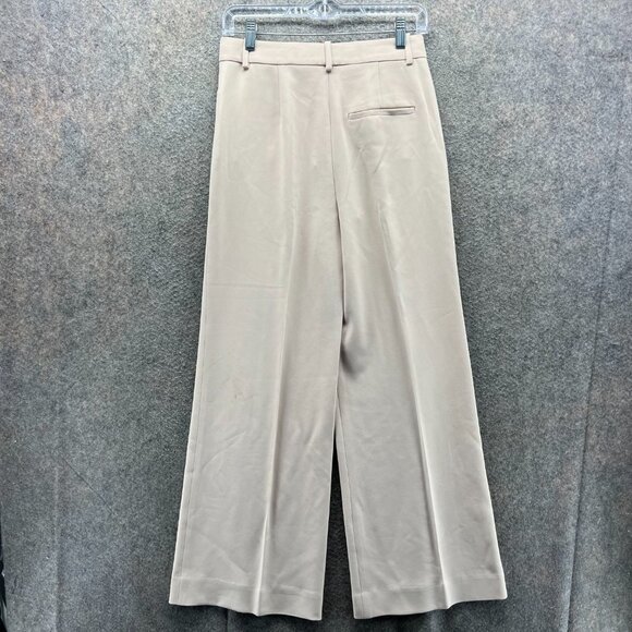 Theory Dress Pants Women 0 Wheat Beige Wide Leg High Rise Modern Crepe 2 Pleated - Picture 2 of 11